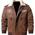 VAUGHN | MEN'S AVIATOR BOMBER JACKET, FAUX LEATHER SHERPA-LINED WINTER COAT - Zarino Newstyle