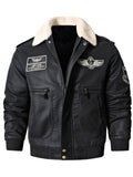 VAUGHN | MEN'S AVIATOR BOMBER JACKET, FAUX LEATHER SHERPA-LINED WINTER COAT - Zarino Newstyle
