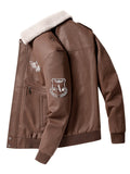VAUGHN | MEN'S AVIATOR BOMBER JACKET, FAUX LEATHER SHERPA-LINED WINTER COAT - Zarino Newstyle