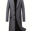 WESLEY | MEN'S LONG WOOL BLEND OVERCOAT, TAILORED SINGLE-BREASTED WINTER COAT – GREY - Zarino Newstyle
