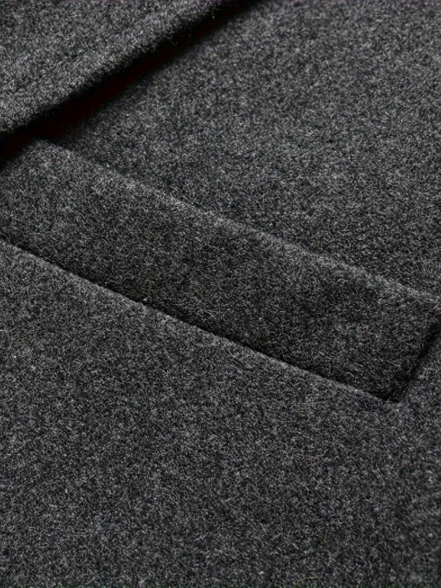 WESLEY | MEN'S LONG WOOL BLEND OVERCOAT, TAILORED SINGLE-BREASTED WINTER COAT – GREY - Zarino Newstyle
