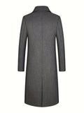 WESLEY | MEN'S LONG WOOL BLEND OVERCOAT, TAILORED SINGLE-BREASTED WINTER COAT – GREY - Zarino Newstyle