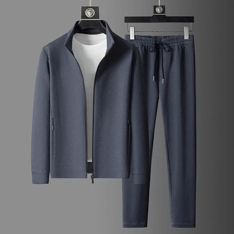 WESTON | MEN'S TEXTURED TRACKSUIT SET, FULL-ZIP JACKET & DRAWSTRING JOGGER PANTS - Zarino Newstyle