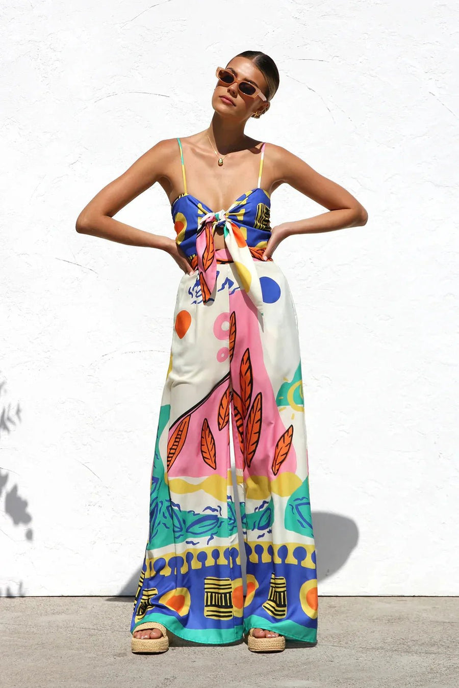 WOMEN'S ABSTRACT PRINT WIDE LEG JUMPSUIT - Zarino Newstyle