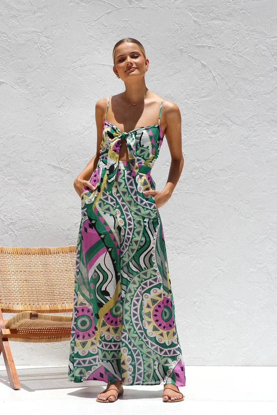 WOMEN'S ABSTRACT PRINT WIDE LEG JUMPSUIT - Zarino Newstyle