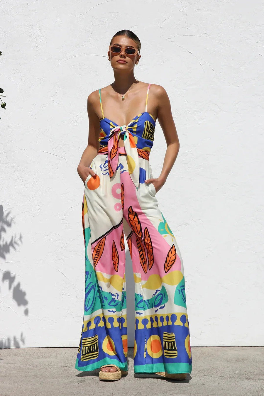 WOMEN'S ABSTRACT PRINT WIDE LEG JUMPSUIT - Zarino Newstyle