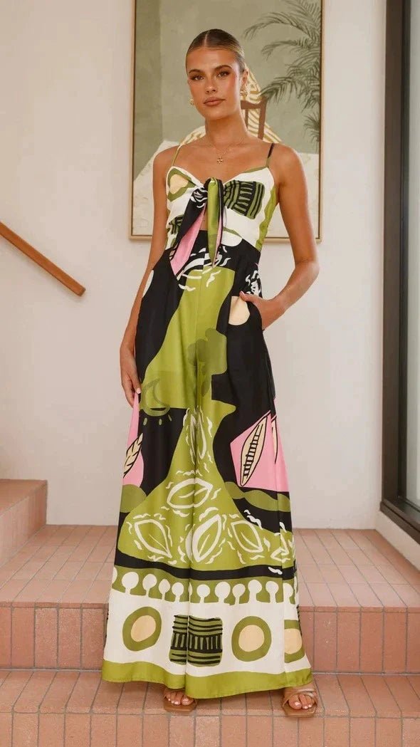 WOMEN'S ABSTRACT PRINT WIDE LEG JUMPSUIT - Zarino Newstyle