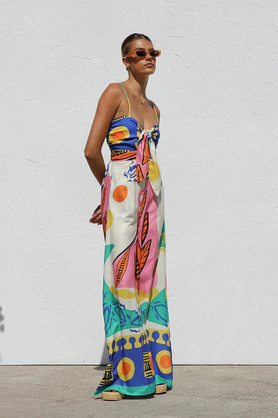 WOMEN'S ABSTRACT PRINT WIDE LEG JUMPSUIT - Zarino Newstyle