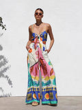WOMEN'S ABSTRACT PRINT WIDE LEG JUMPSUIT - Zarino Newstyle