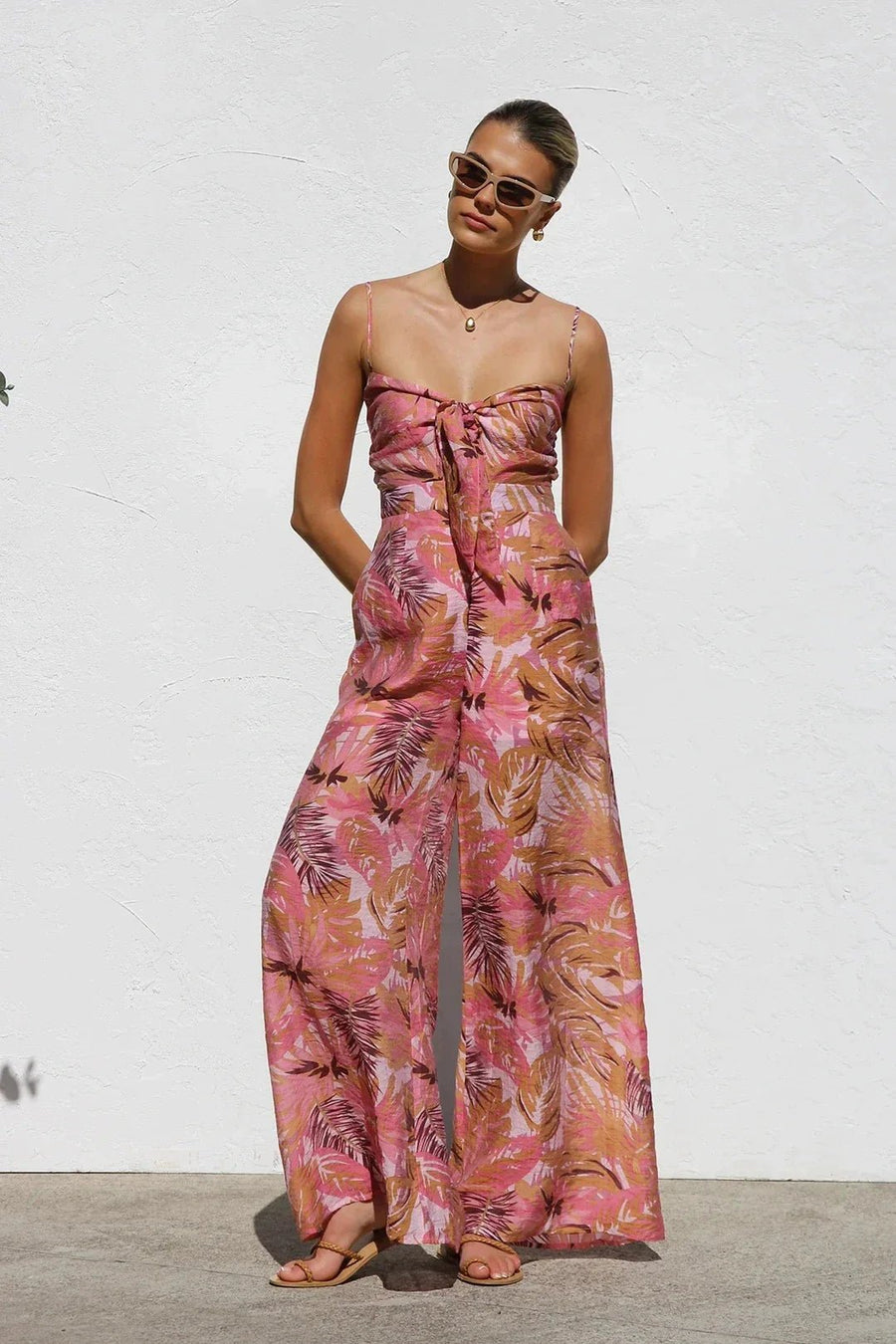 WOMEN'S ABSTRACT PRINT WIDE LEG JUMPSUIT - Zarino Newstyle