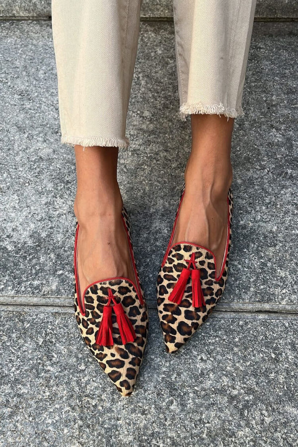 WOMEN'S ANIMAL PRINT TASSEL POINTED SUMMER LOAFERS - Zarino Newstyle