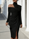 WOMEN'S ASYMMETRIC HIGH - NECK ONE - SHOULDER EVENING DRESS - Zarino Newstyle