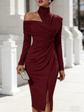 WOMEN'S ASYMMETRIC HIGH - NECK ONE - SHOULDER EVENING DRESS - Zarino Newstyle