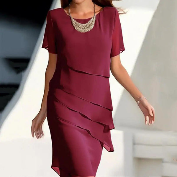 WOMEN'S ASYMMETRIC LAYERED SUMMER MIDI DRESS