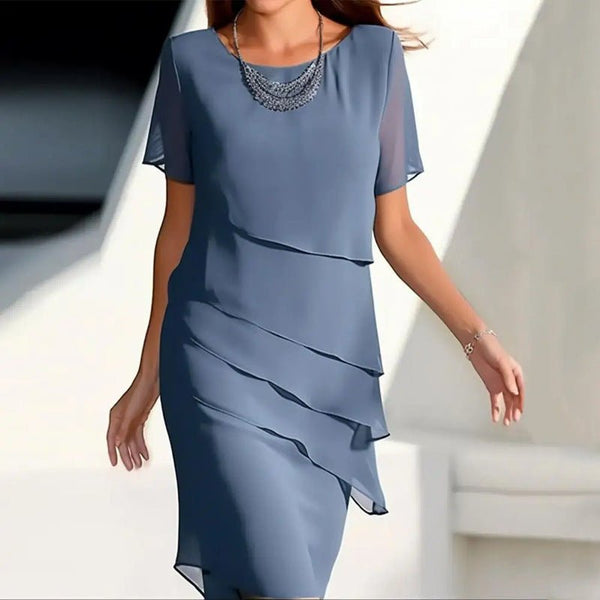 WOMEN'S ASYMMETRIC LAYERED SUMMER MIDI DRESS - Zarino Newstyle