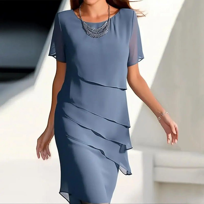 WOMEN'S ASYMMETRIC LAYERED SUMMER MIDI DRESS - Zarino Newstyle