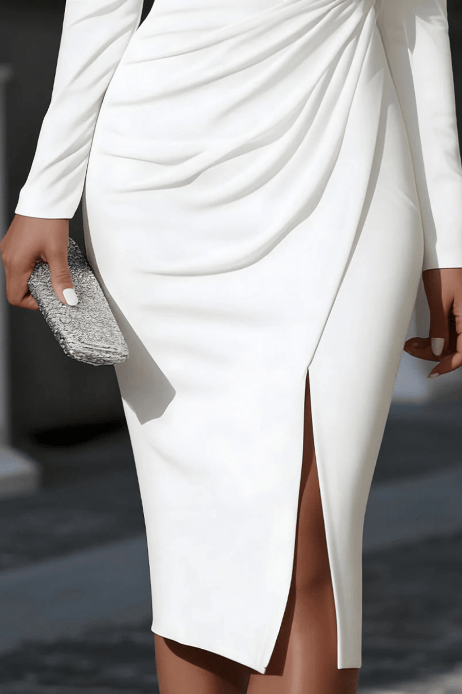 WOMEN'S ASYMMETRIC ONE SHOULDER MIDI DRESS - Zarino Newstyle