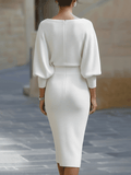 WOMEN'S BATWING SLEEVE COWL NECK MIDI DRESS - Zarino Newstyle