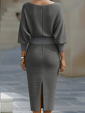 WOMEN'S BATWING SLEEVE COWL NECK MIDI DRESS - Zarino Newstyle
