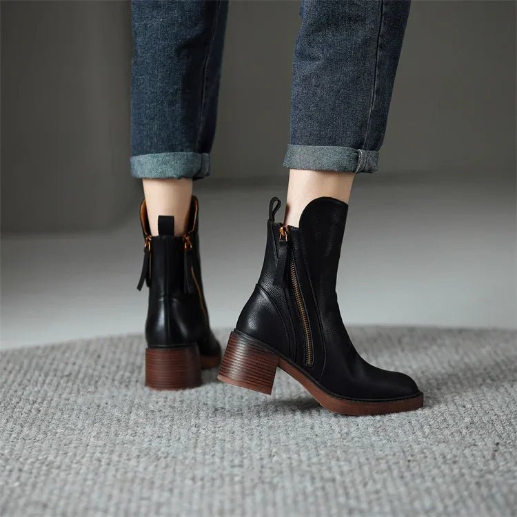 WOMEN'S BLOCK HEEL ANKLE BOOTS - Zarino Newstyle