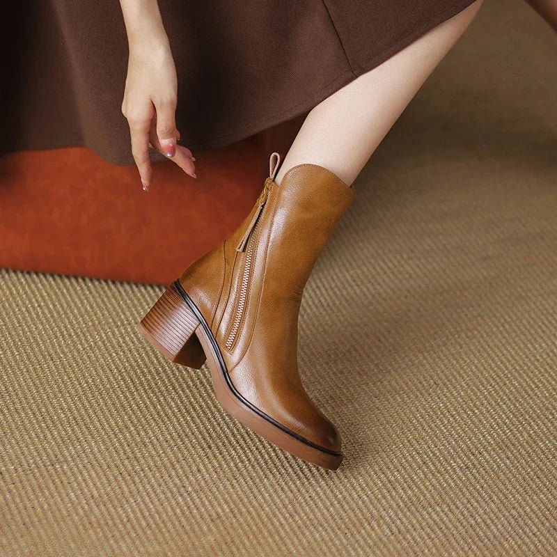 WOMEN'S BLOCK HEEL ANKLE BOOTS - Zarino Newstyle