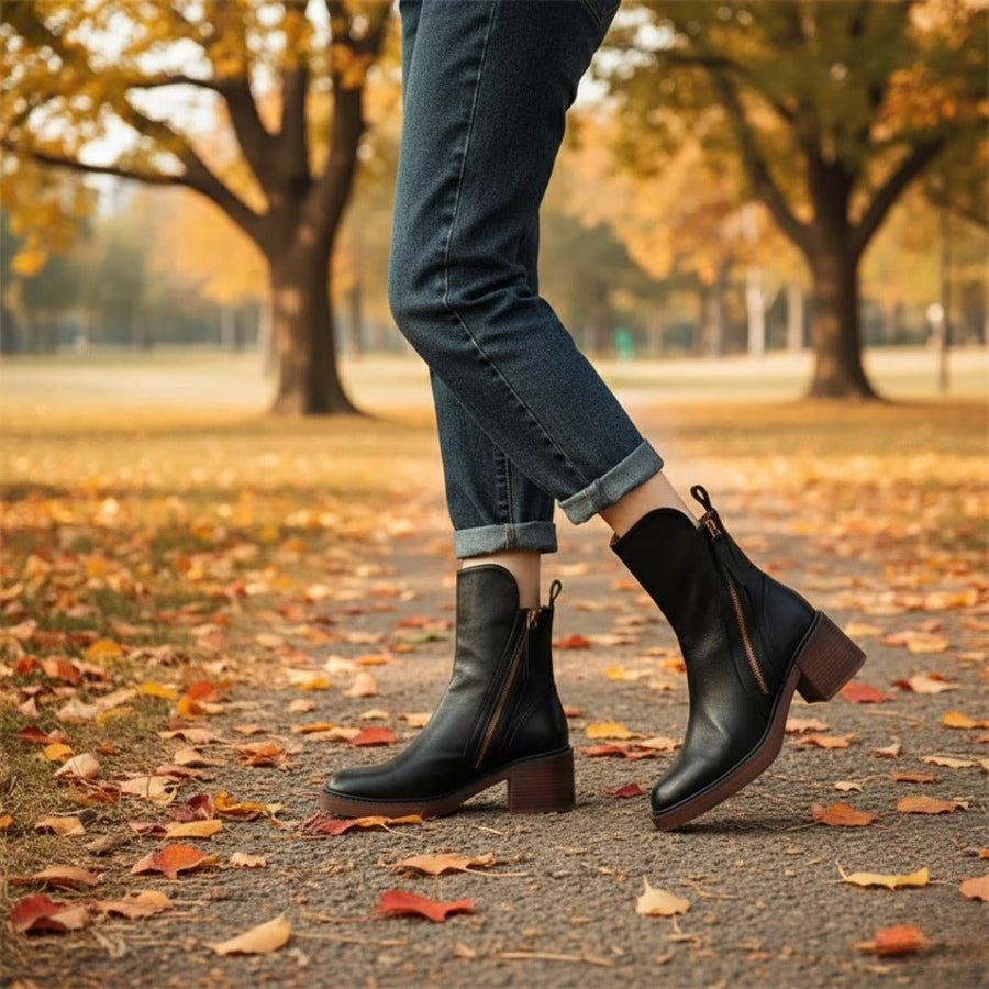 WOMEN'S BLOCK HEEL ANKLE BOOTS - Zarino Newstyle