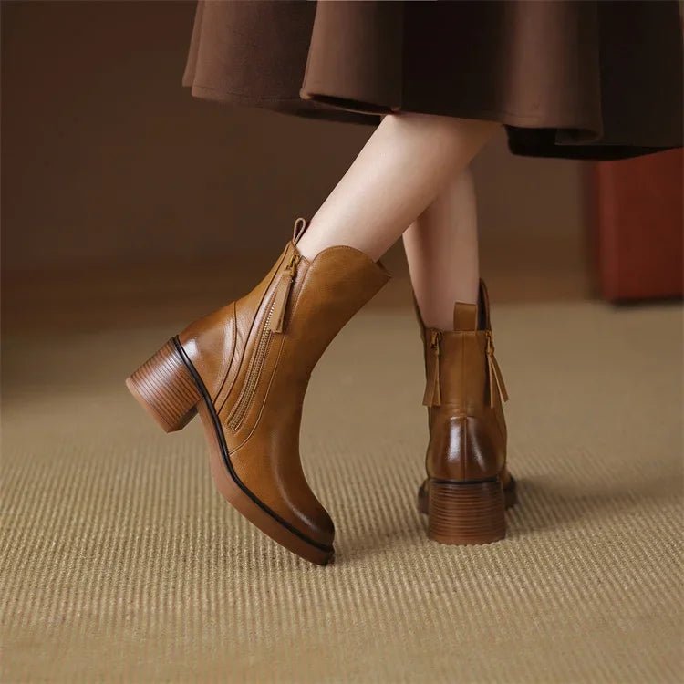 WOMEN'S BLOCK HEEL ANKLE BOOTS - Zarino Newstyle