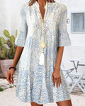 WOMEN'S BOHO FLORAL BELL SLEEVE SUMMER DRESS - Zarino Newstyle