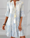 WOMEN'S BOHO FLORAL BELL SLEEVE SUMMER DRESS - Zarino Newstyle
