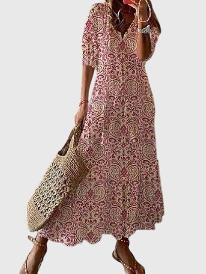 WOMEN'S BOHO FLORAL FLOWY SUMMER MAXI DRESS - Zarino Newstyle