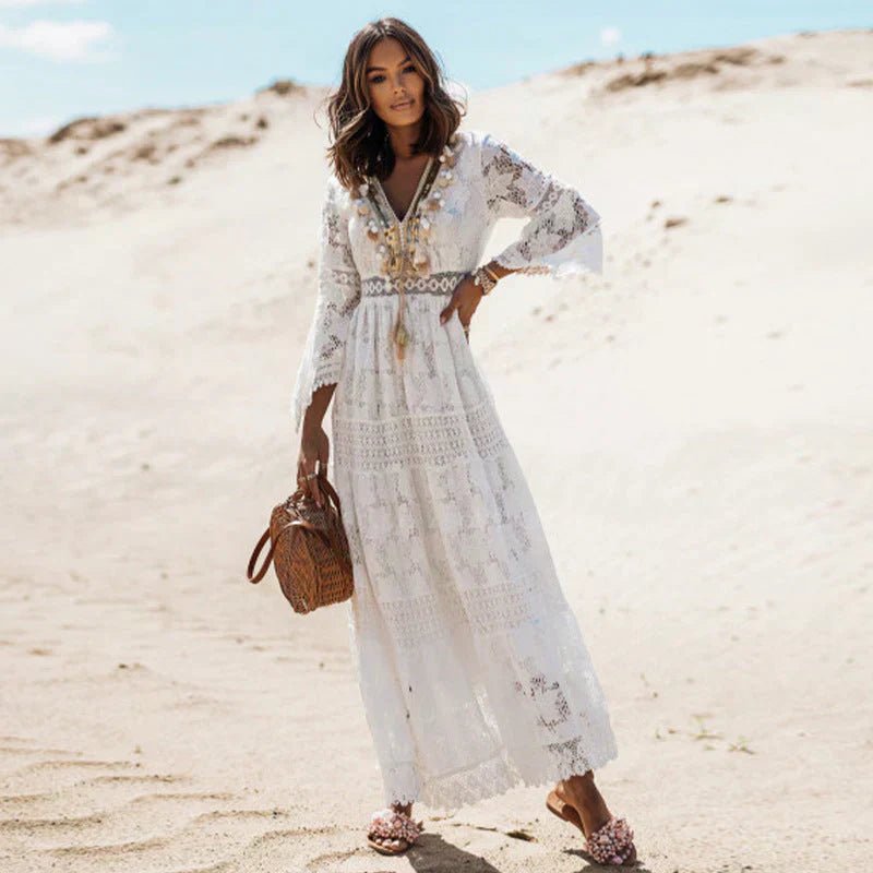 WOMEN'S BOHO FLOWY LONG SLEEVE SUMMER MAXI DRESS - Zarino Newstyle