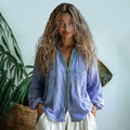 WOMEN'S BOHO V - NECK BUTTON FRONT BLOUSE - Zarino Newstyle
