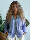 WOMEN'S BOHO V - NECK BUTTON FRONT BLOUSE - Zarino Newstyle