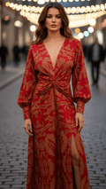 WOMEN'S BOLD FLORAL WRAP BELTED SUMMER MAXI DRESS - Zarino Newstyle
