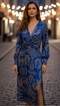 WOMEN'S BOLD FLORAL WRAP BELTED SUMMER MAXI DRESS - Zarino Newstyle