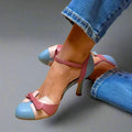 WOMEN'S BOW ANKLE STRAP MID HEEL SUMMER PUMPS - Zarino Newstyle