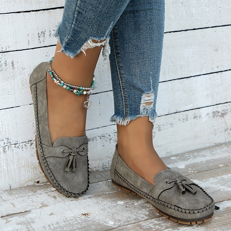 WOMEN'S BOW LOAFERS | SLIP - ON FLAT CUSHIONED EVERYDAY CASUAL SHOES - Zarino Newstyle
