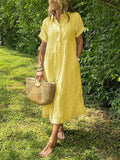 WOMEN'S BUTTON - DOWN COLLAR MIDI SUMMER SHIRT DRESS - Zarino Newstyle