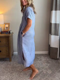 WOMEN'S BUTTON - DOWN COLLAR MIDI SUMMER SHIRT DRESS - Zarino Newstyle