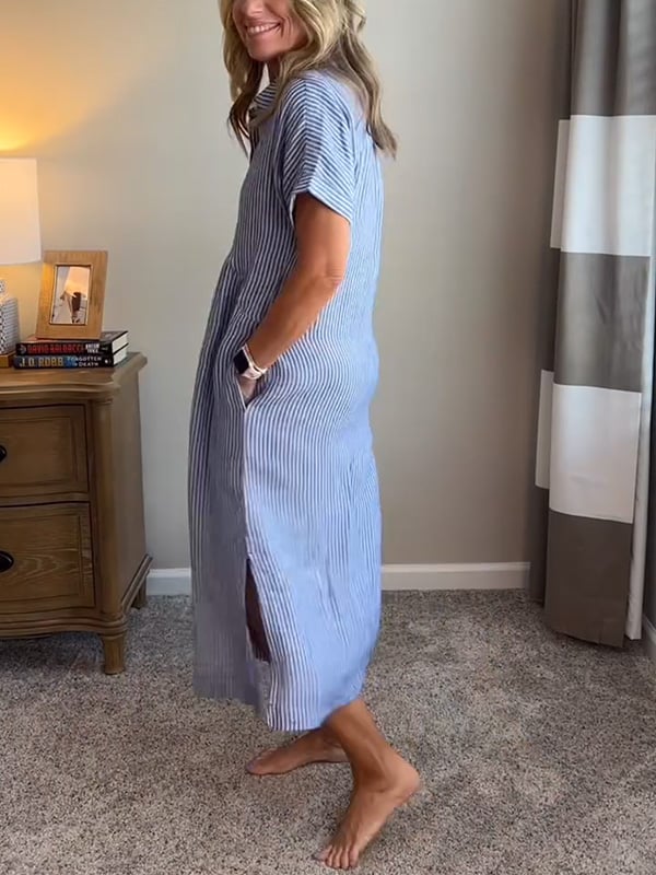 WOMEN'S BUTTON - DOWN COLLAR MIDI SUMMER SHIRT DRESS - Zarino Newstyle