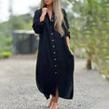 WOMEN'S BUTTON - DOWN LONG SLEEVE MAXI SUMMER DRESS - Zarino Newstyle