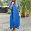 WOMEN'S BUTTON - DOWN LONG SLEEVE MAXI SUMMER DRESS - Zarino Newstyle