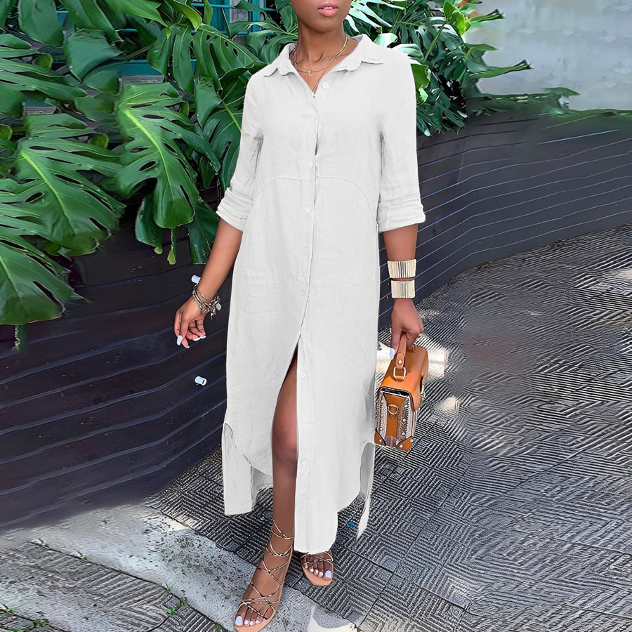 WOMEN'S BUTTON - DOWN MAXI SHIRT SUMMER DRESS - Zarino Newstyle