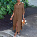 WOMEN'S BUTTON - DOWN MAXI SHIRT SUMMER DRESS - Zarino Newstyle