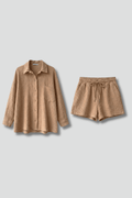 WOMEN'S BUTTON SHIRT & DRAWSTRING SHORTS SUMMER SET - Zarino Newstyle