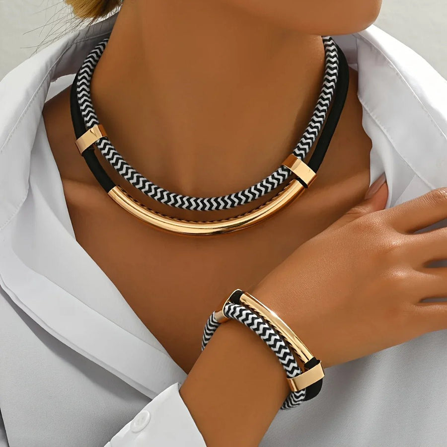 WOMEN'S CHAIN LINK NECKLACE & BRACELET SET - Zarino Newstyle