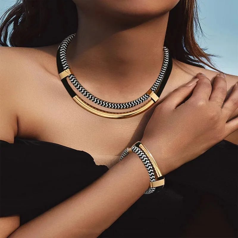 WOMEN'S CHAIN LINK NECKLACE & BRACELET SET - Zarino Newstyle