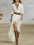WOMEN'S CHIC FLOWING BUTTON FRONT SUMMER MAXI DRESS - Zarino Newstyle