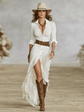 WOMEN'S CHIC FLOWING BUTTON FRONT SUMMER MAXI DRESS - Zarino Newstyle