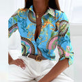 WOMEN'S CLASSIC COLLAR PRINTED SUMMER BLOUSE - Zarino Newstyle